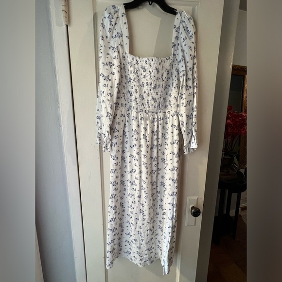 NWT House of Harlow 1960 Linen Blend Cottagecore Midi Dress L - Picture 3 of 12